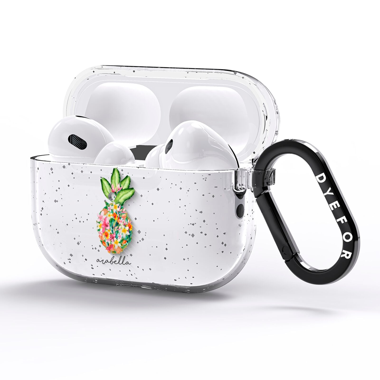 Personalised Floral Pineapple AirPods Pro Glitter Case Side Image