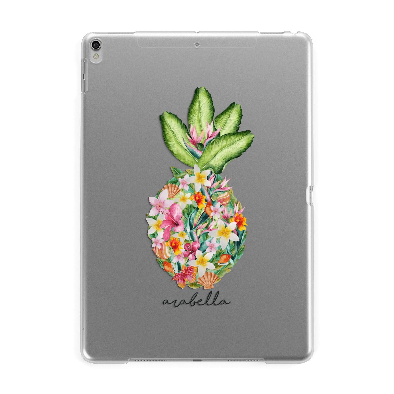 Personalised Floral Pineapple Apple iPad Silver Case