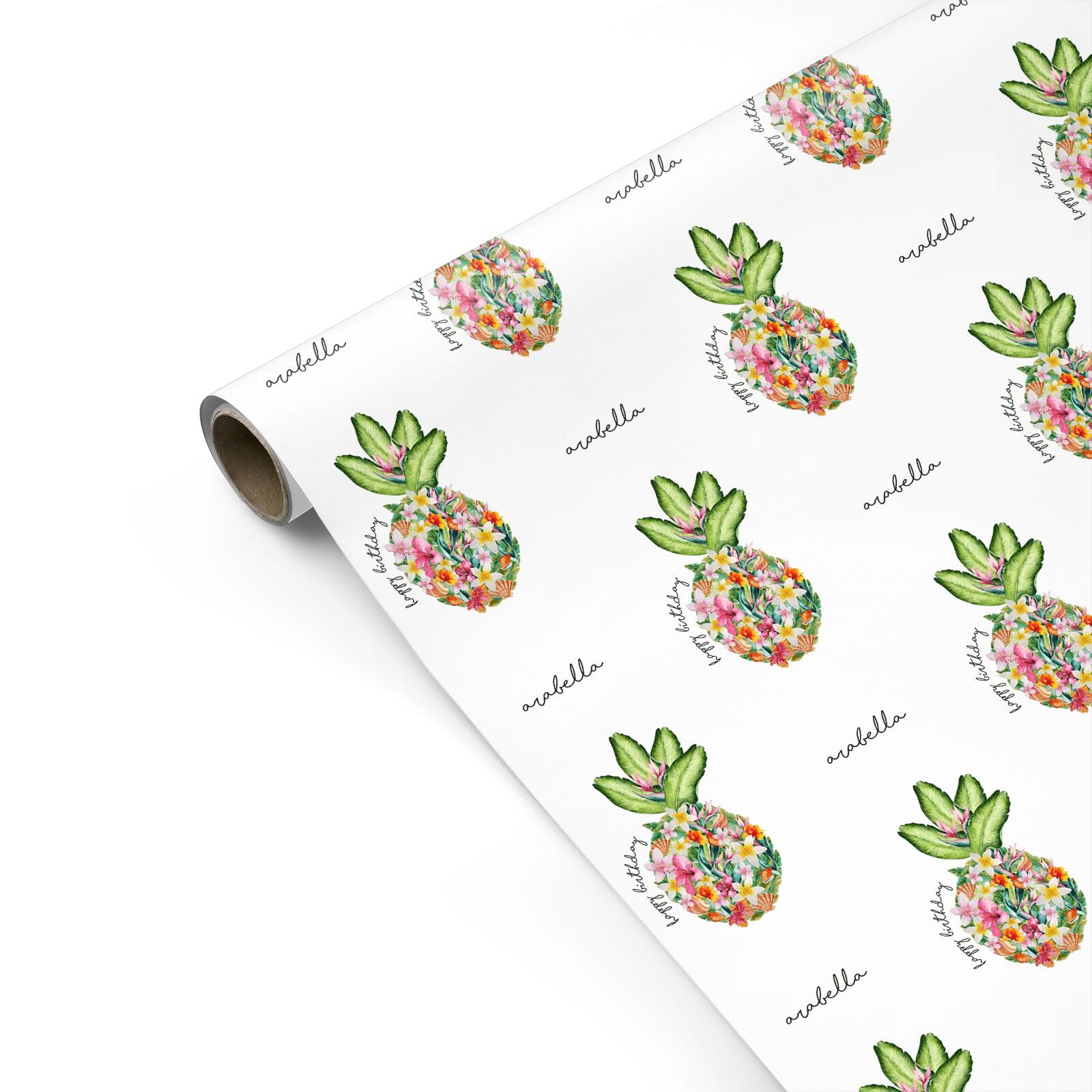 Personalised Floral Pineapple Personalised Gift Wrap