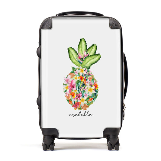 Personalised Floral Pineapple Suitcase