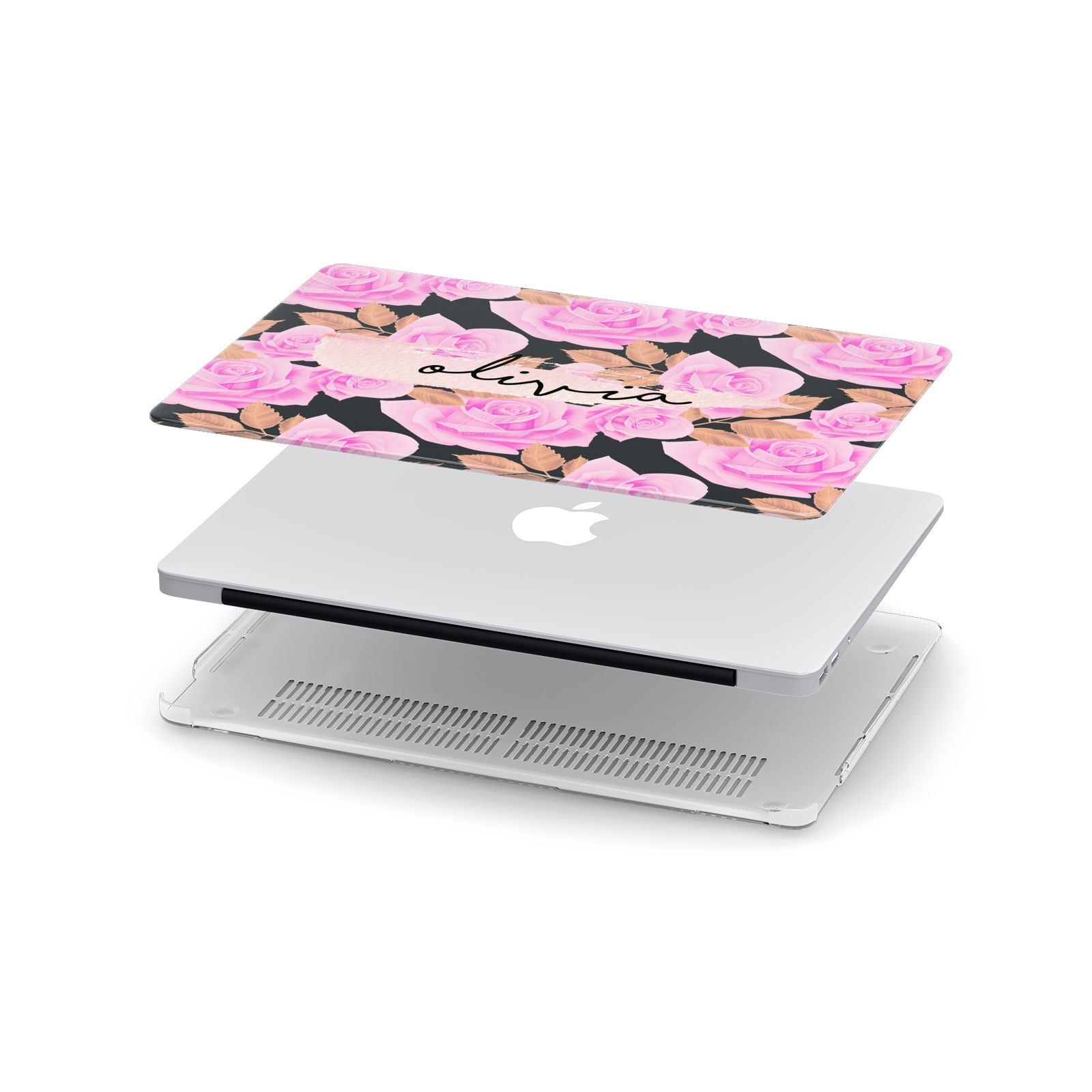 Personalised Floral Pink Roses Apple MacBook Case in Detail