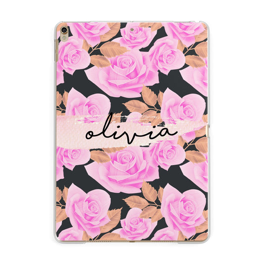 Personalised Floral Pink Roses Apple iPad Gold Case