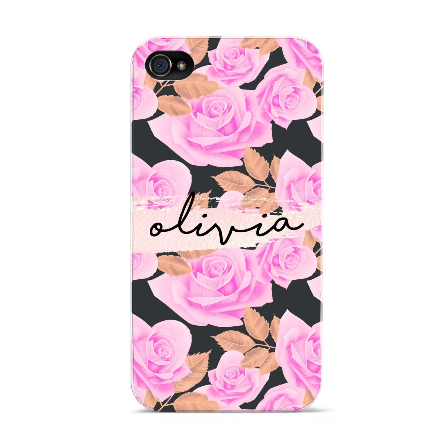 Personalised Floral Pink Roses Apple iPhone 4s Case