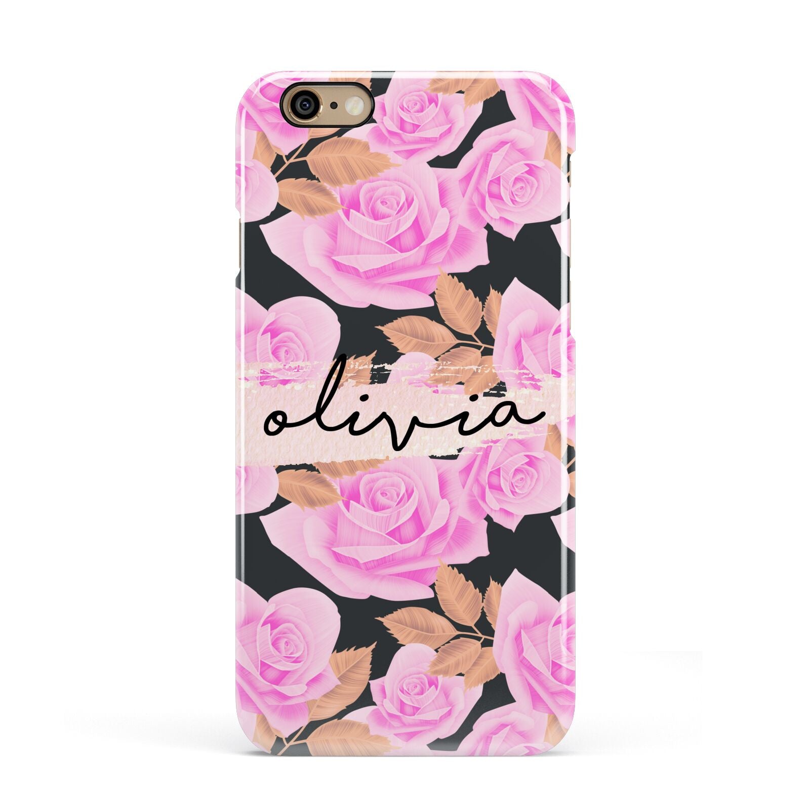 Personalised Floral Pink Roses Apple iPhone 6 3D Snap Case