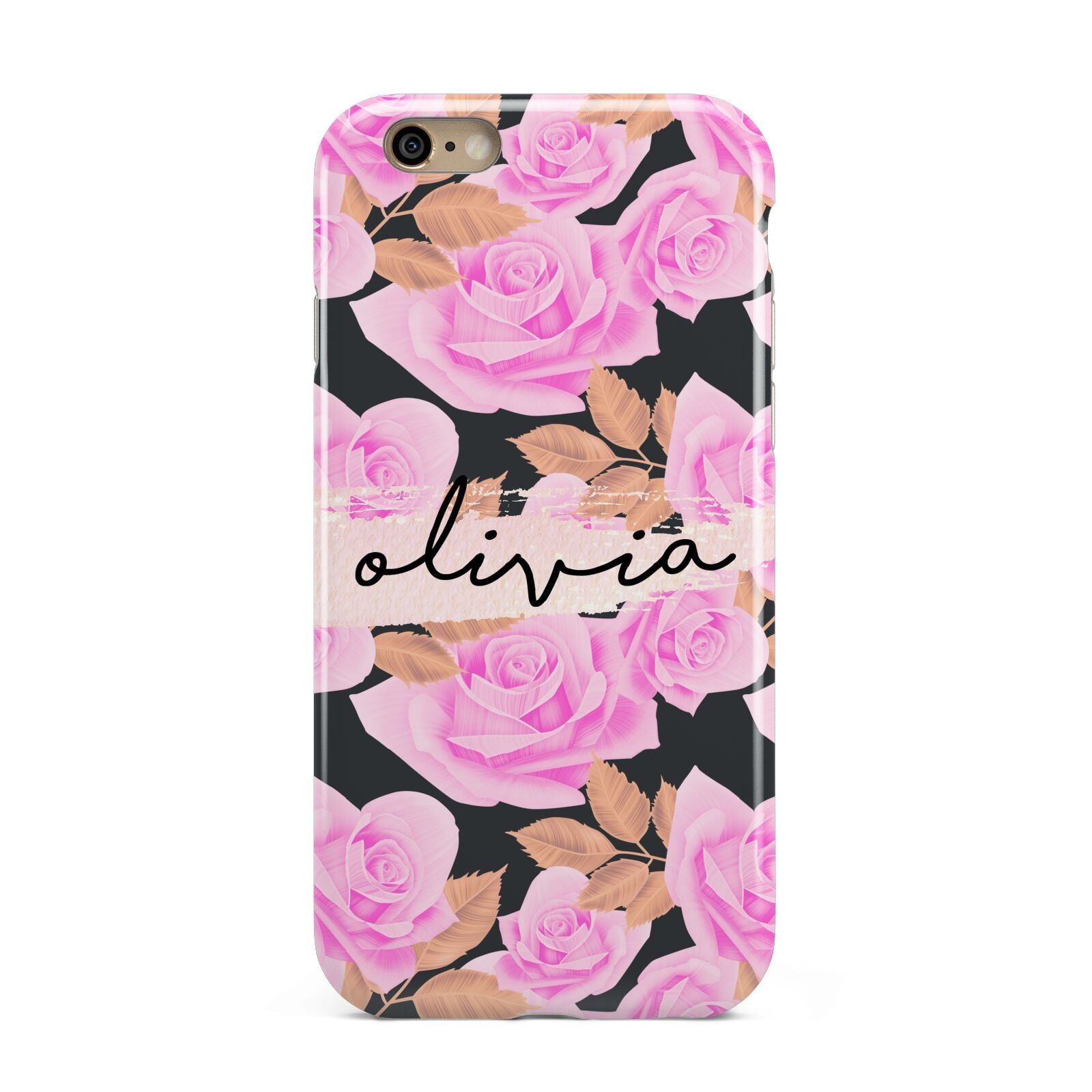 Personalised Floral Pink Roses Apple iPhone 6 3D Tough Case