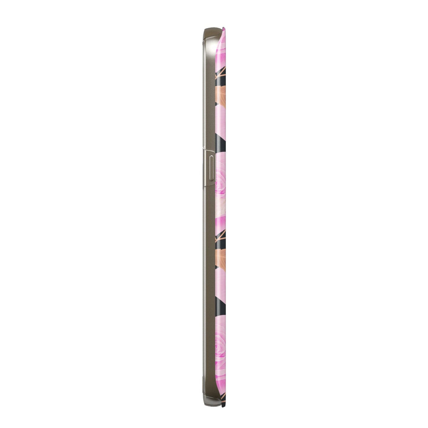 Personalised Floral Pink Roses Protective Samsung Galaxy Case Side Angle