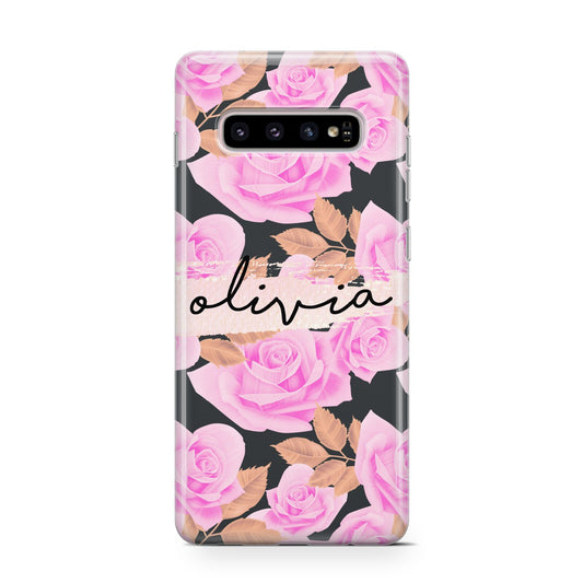 Personalised Floral Pink Roses Protective Samsung Galaxy Case