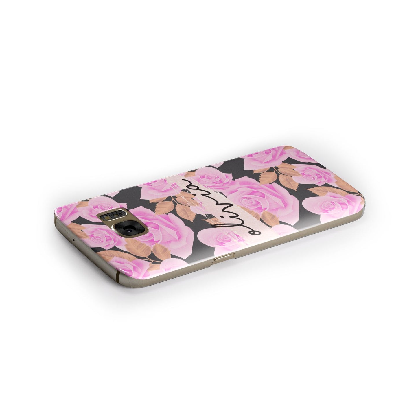 Personalised Floral Pink Roses Samsung Galaxy Case Side Close Up
