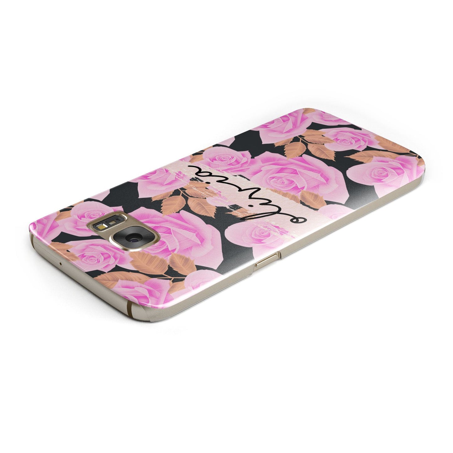 Personalised Floral Pink Roses Samsung Galaxy Case Top Cutout