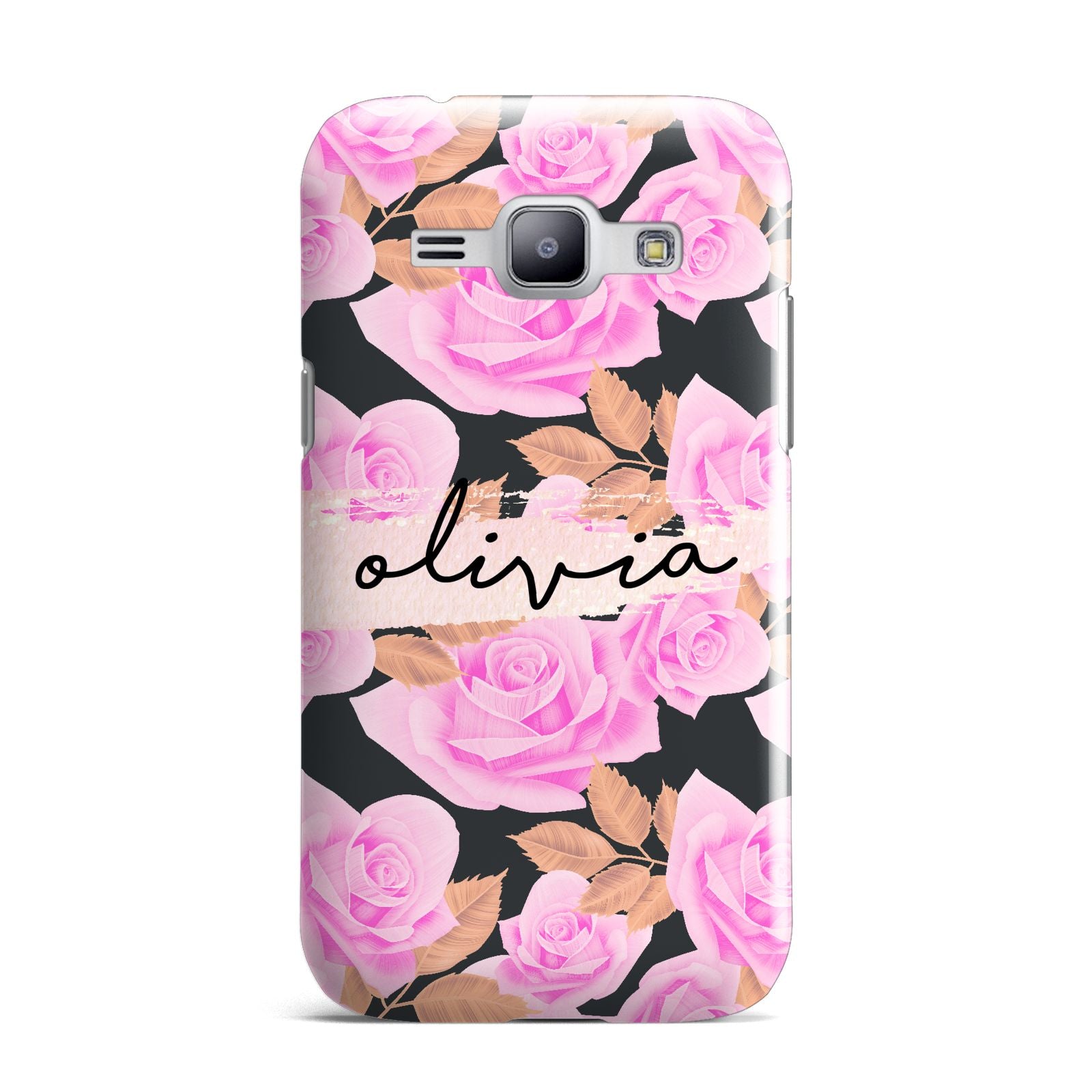 Personalised Floral Pink Roses Samsung Galaxy J1 2015 Case