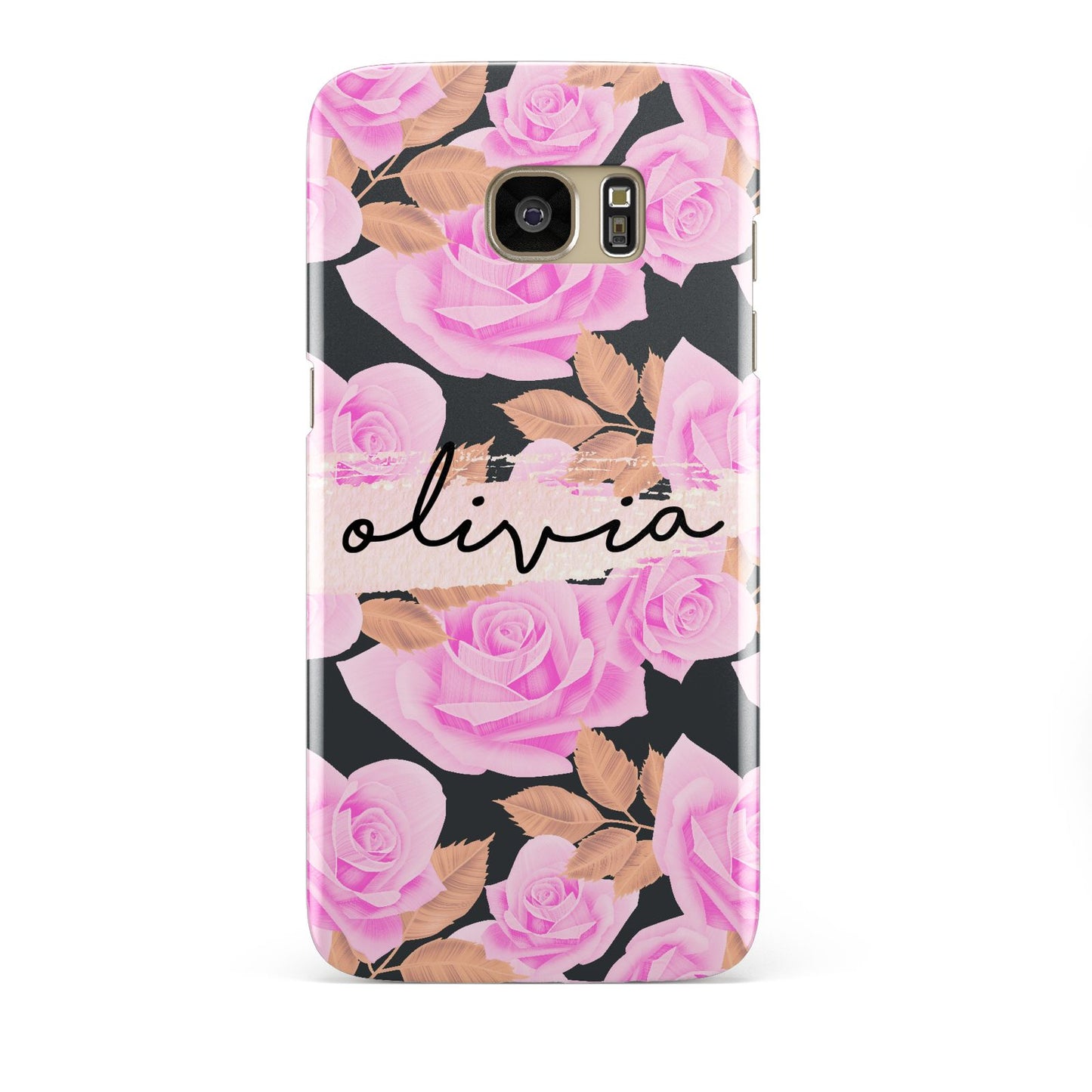 Personalised Floral Pink Roses Samsung Galaxy S7 Edge Case