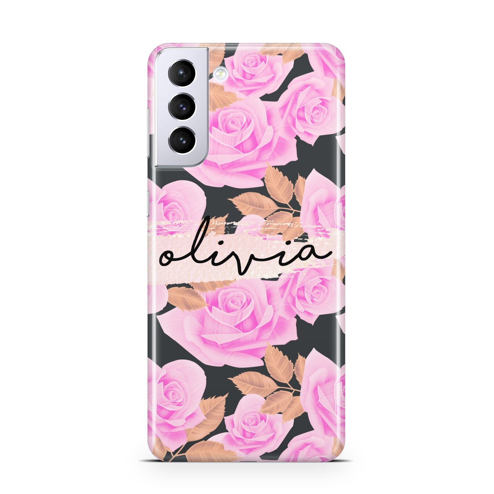 Personalised Floral Pink Roses Samsung S21 Plus Phone Case