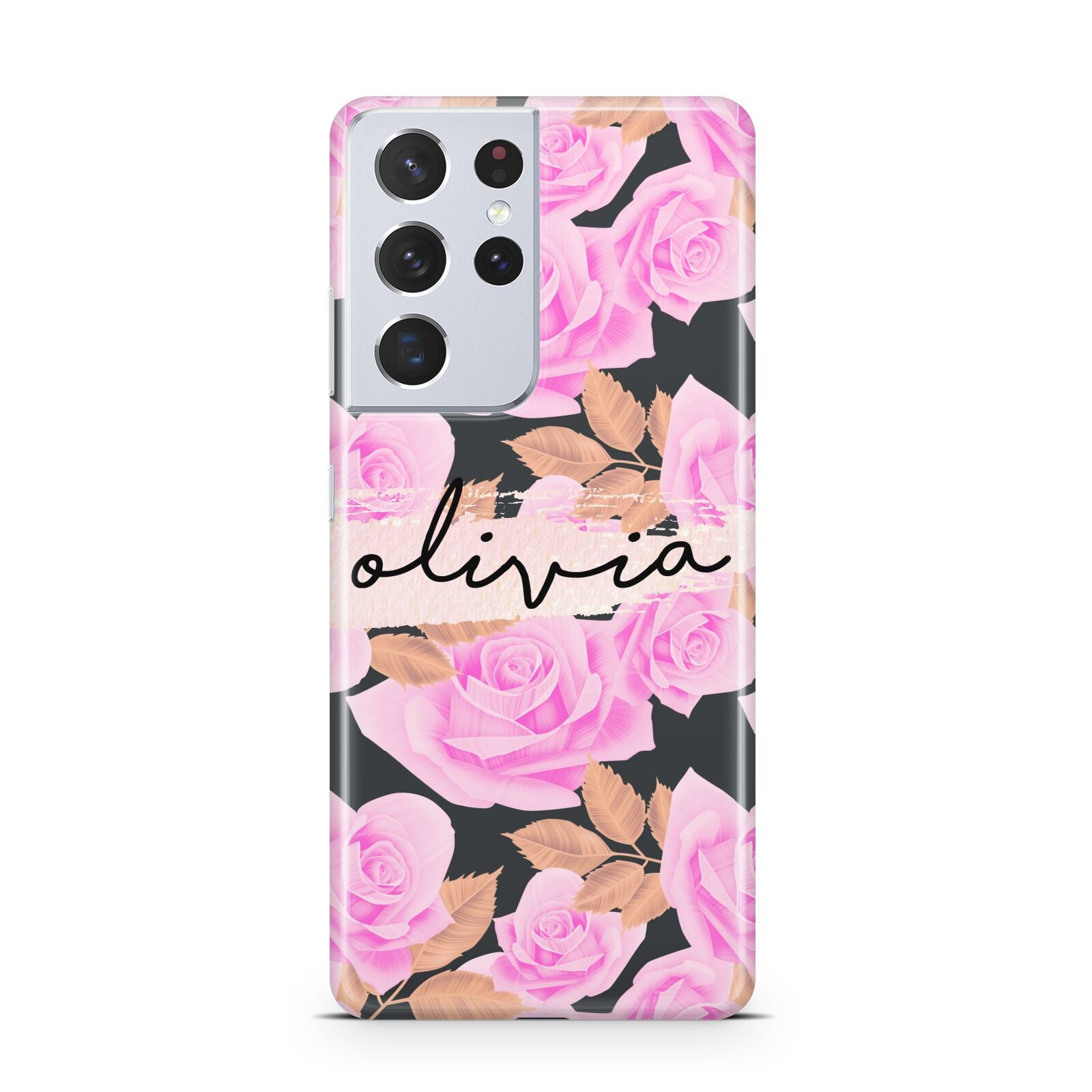 Personalised Floral Pink Roses Samsung S21 Ultra Case