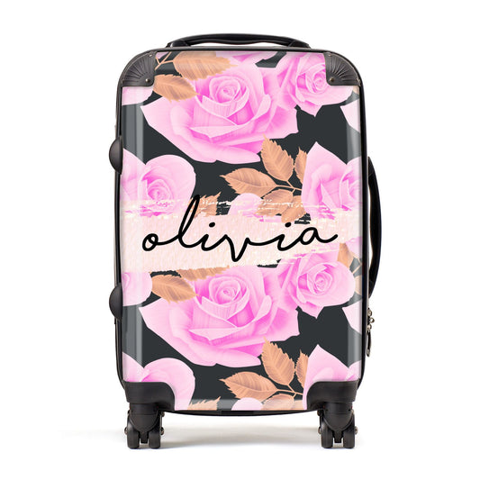 Personalised Floral Pink Roses Suitcase