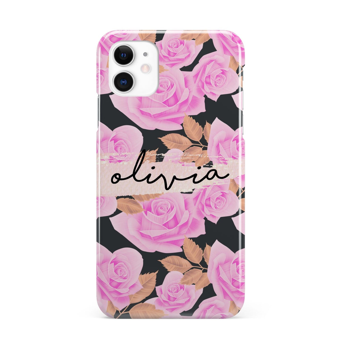 Personalised Floral Pink Roses iPhone 11 3D Snap Case