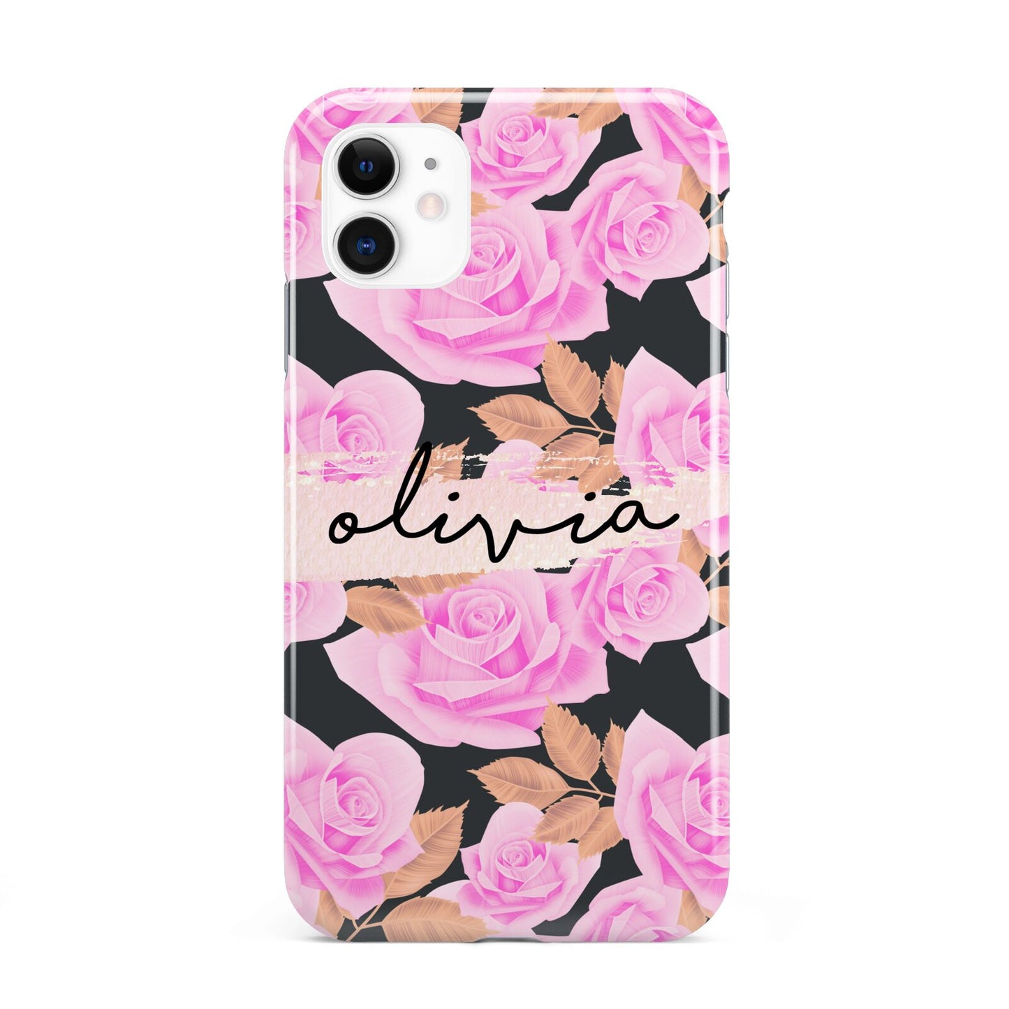 Personalised Floral Pink Roses iPhone 11 3D Tough Case