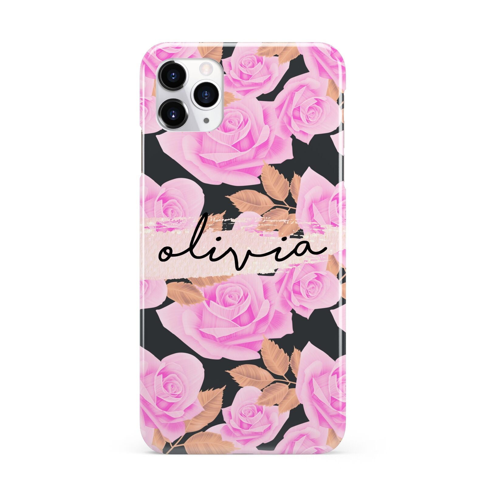 Personalised Floral Pink Roses iPhone 11 Pro Max 3D Snap Case