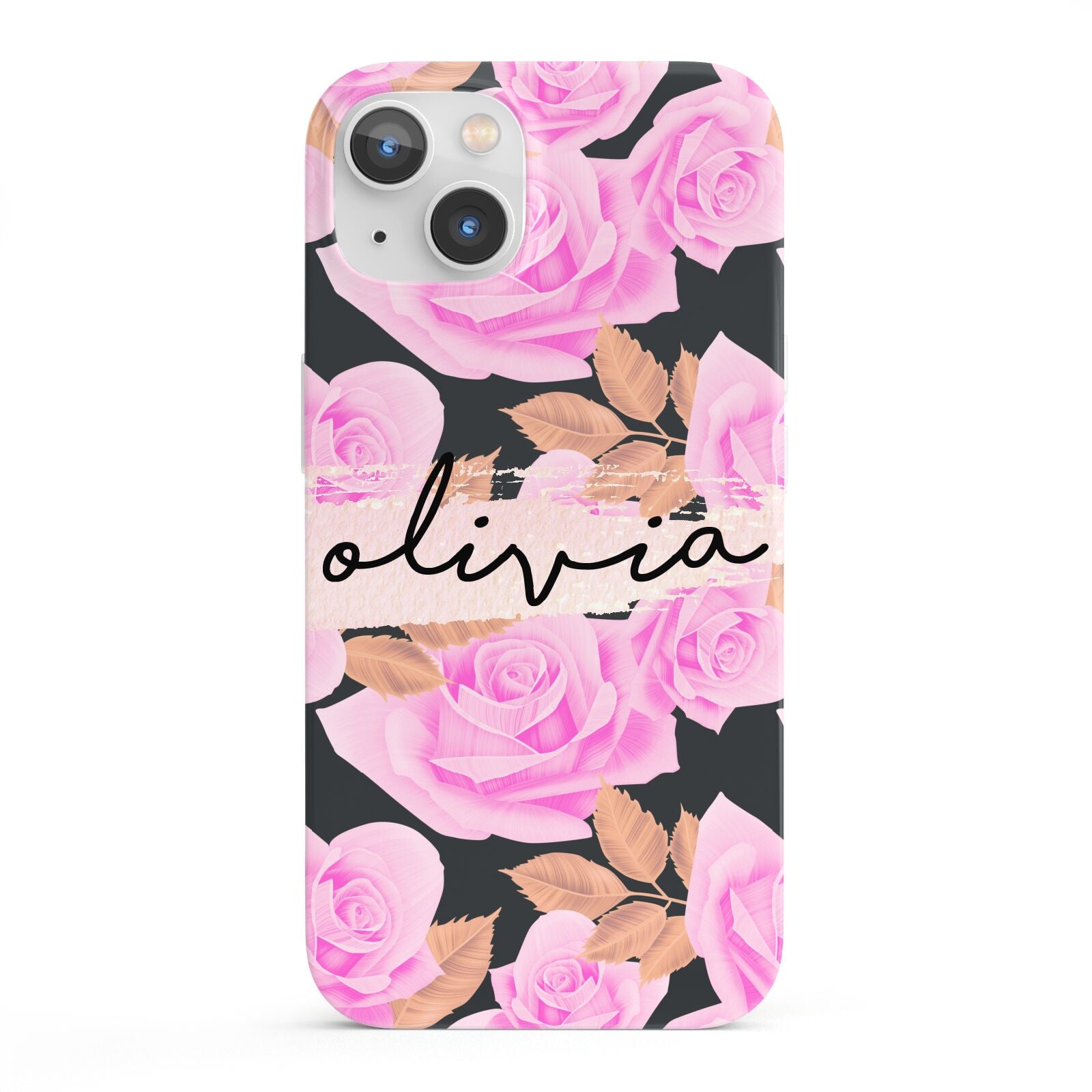Personalised Floral Pink Roses iPhone 13 Full Wrap 3D Snap Case