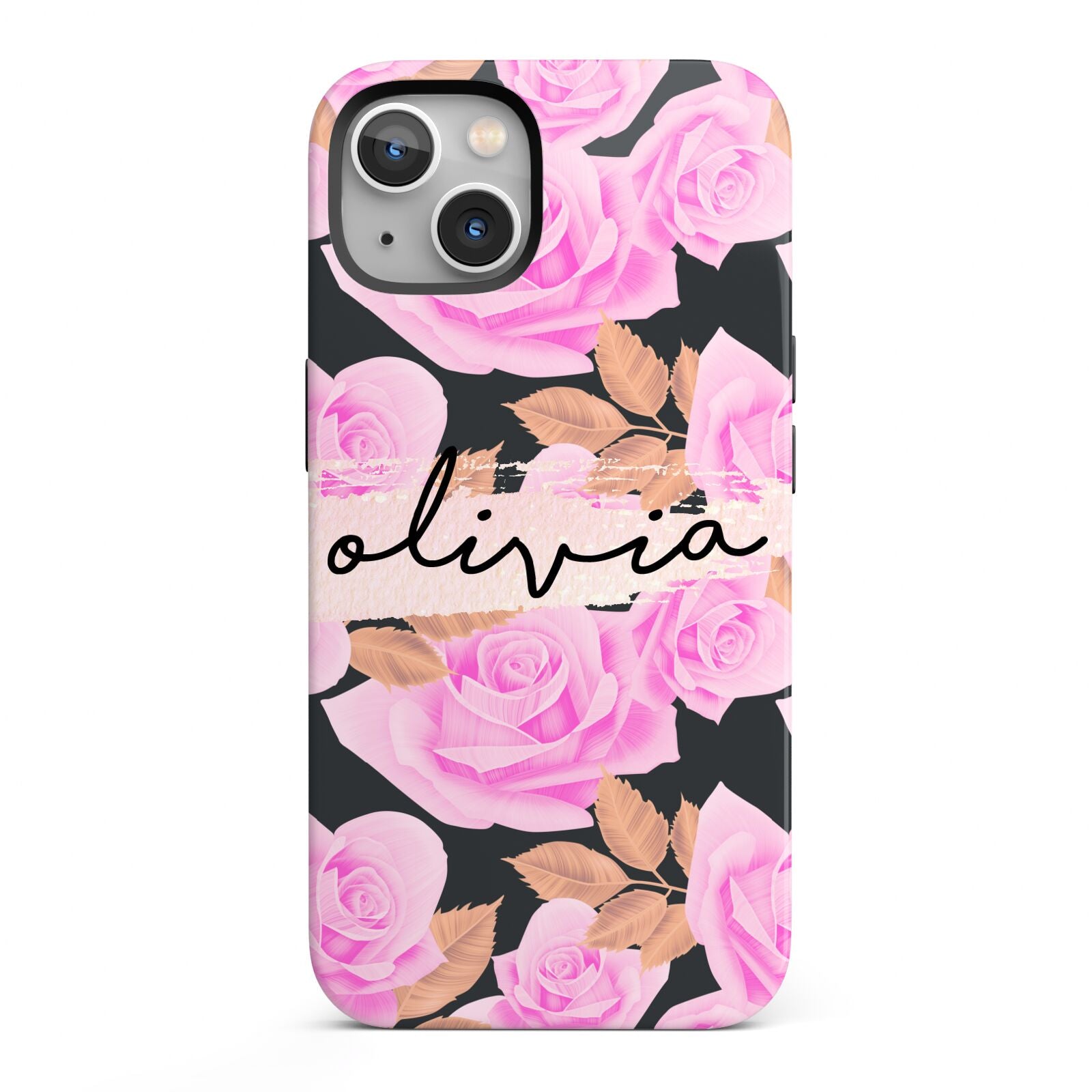 Personalised Floral Pink Roses iPhone 13 Full Wrap 3D Tough Case