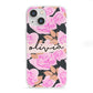 Personalised Floral Pink Roses iPhone 13 Mini Clear Bumper Case