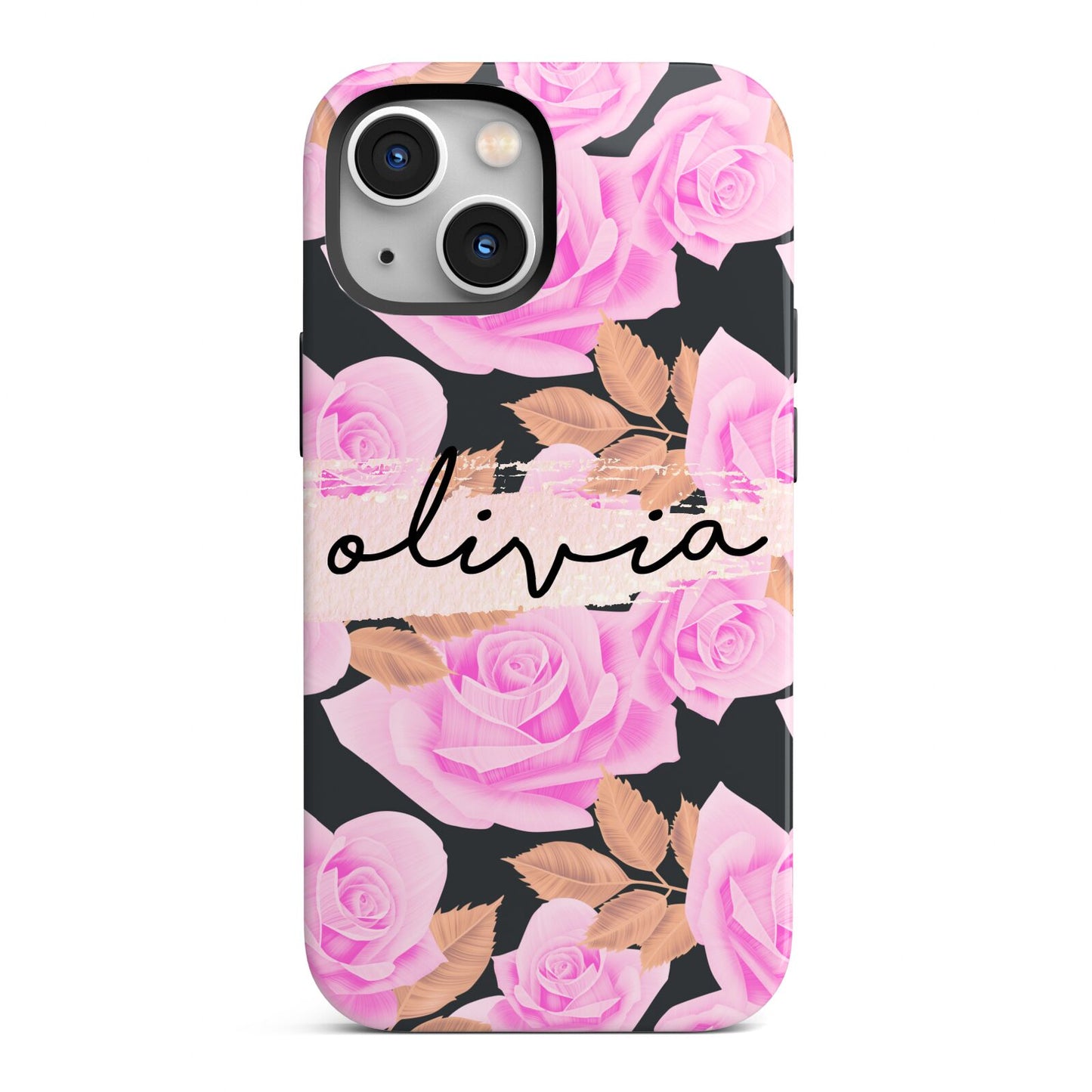 Personalised Floral Pink Roses iPhone 13 Mini Full Wrap 3D Tough Case