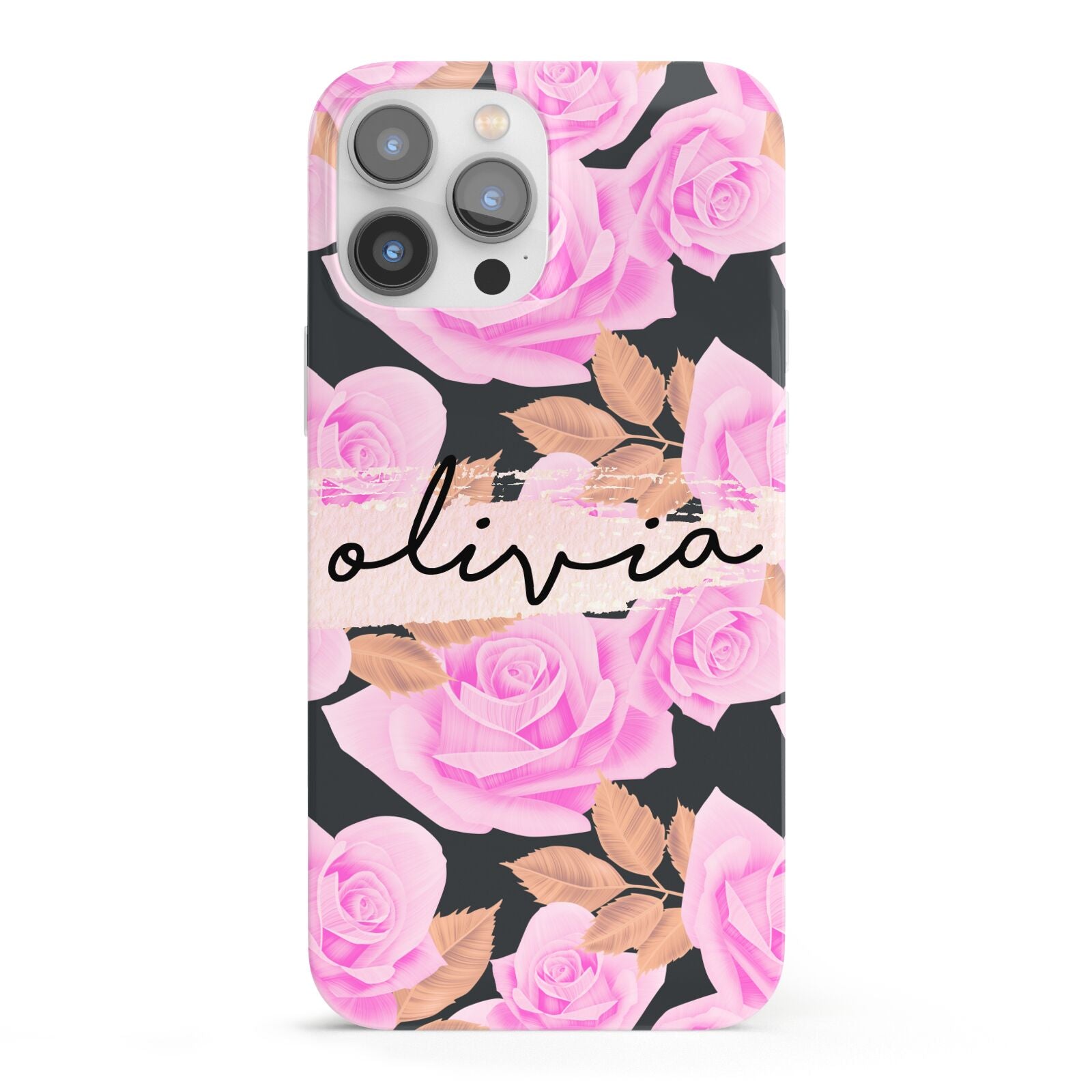 Personalised Floral Pink Roses iPhone 13 Pro Max Full Wrap 3D Snap Case