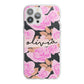 Personalised Floral Pink Roses iPhone 13 Pro Max TPU Impact Case with White Edges