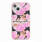 Personalised Floral Pink Roses iPhone 13 TPU Impact Case with Pink Edges