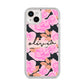 Personalised Floral Pink Roses iPhone 14 Plus Glitter Tough Case Starlight