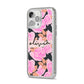 Personalised Floral Pink Roses iPhone 14 Pro Max Glitter Tough Case Silver Angled Image