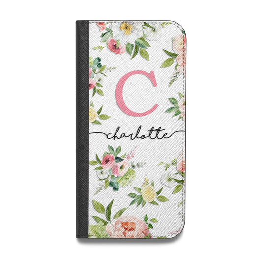 Personalised Floral Vegan Leather Flip Samsung Case
