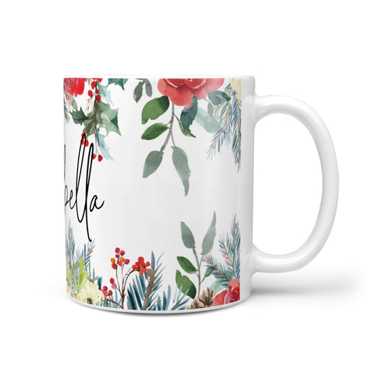 Personalised Floral Winter Arrangement 10oz Mug