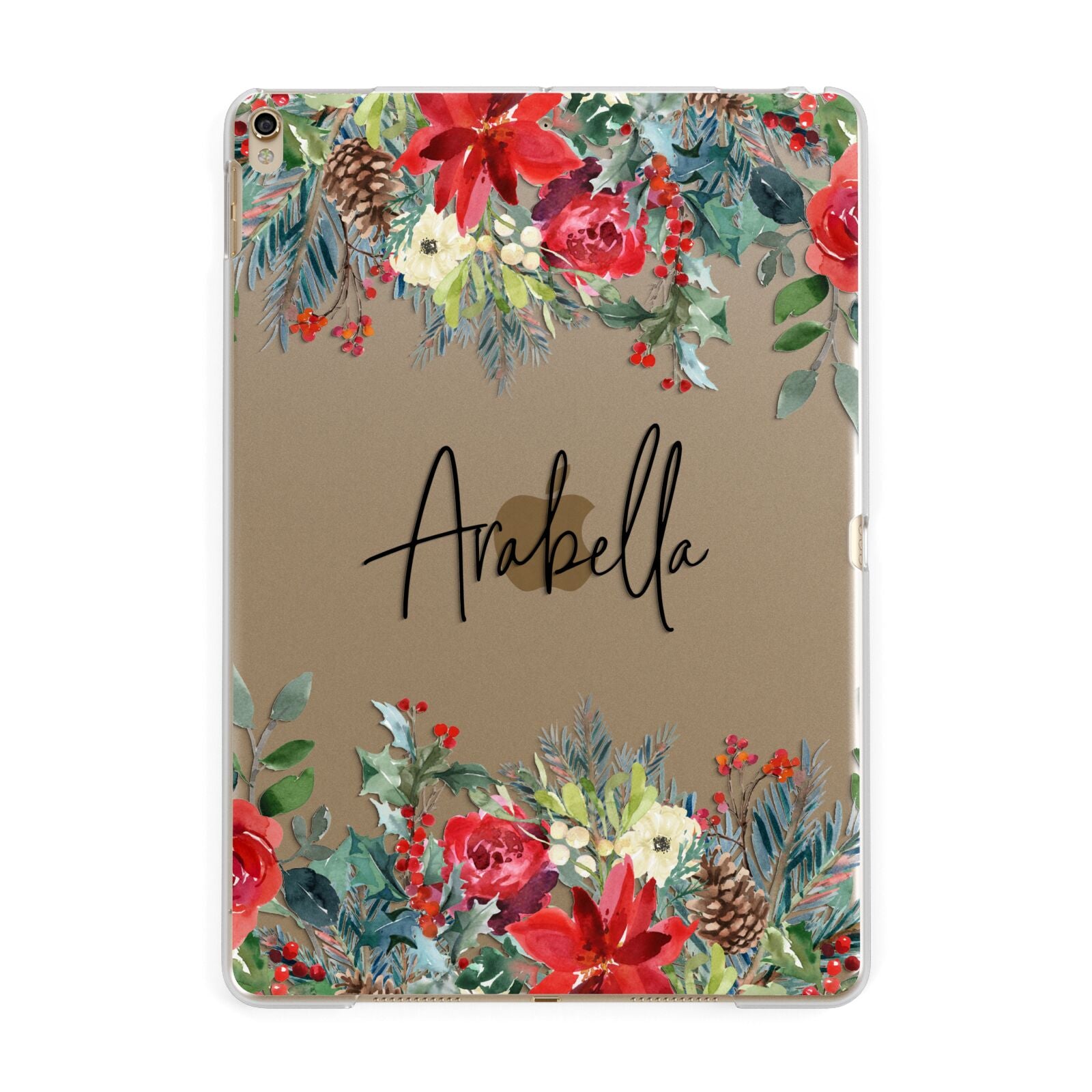 Personalised Floral Winter Arrangement Apple iPad Gold Case