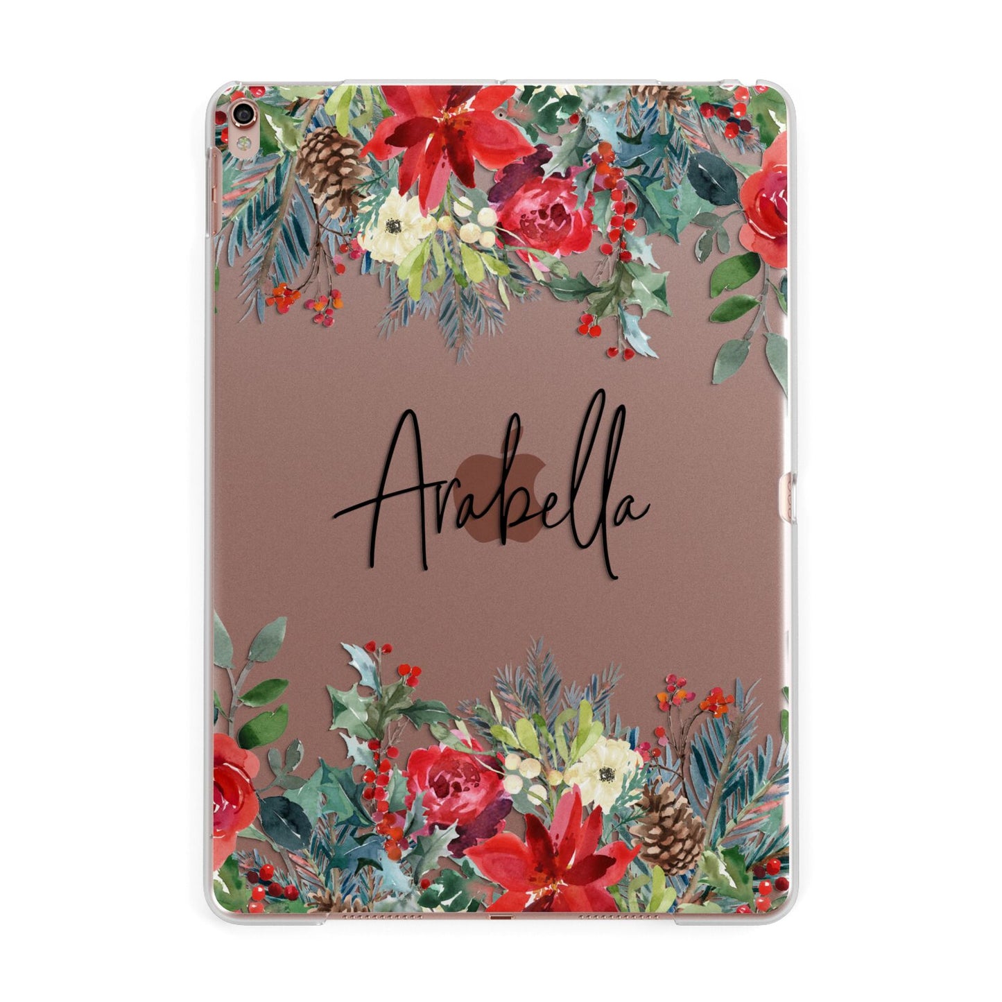 Personalised Floral Winter Arrangement Apple iPad Rose Gold Case