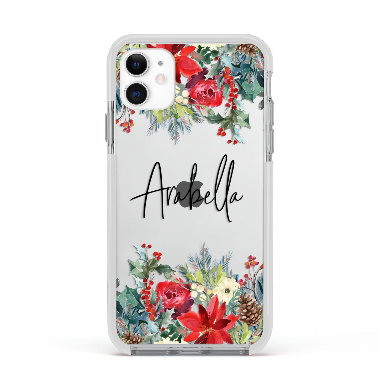 Personalised Floral Winter Arrangement Apple iPhone 11 in White with White Impact Case