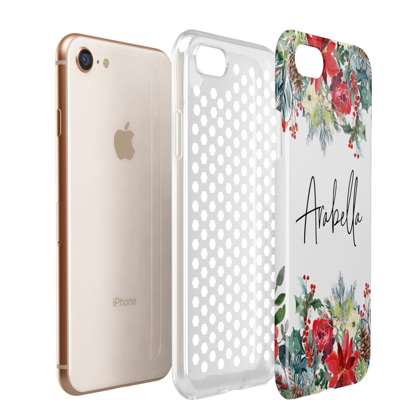 Personalised Floral Winter Arrangement Apple iPhone 7 8 3D Tough Case Expanded View