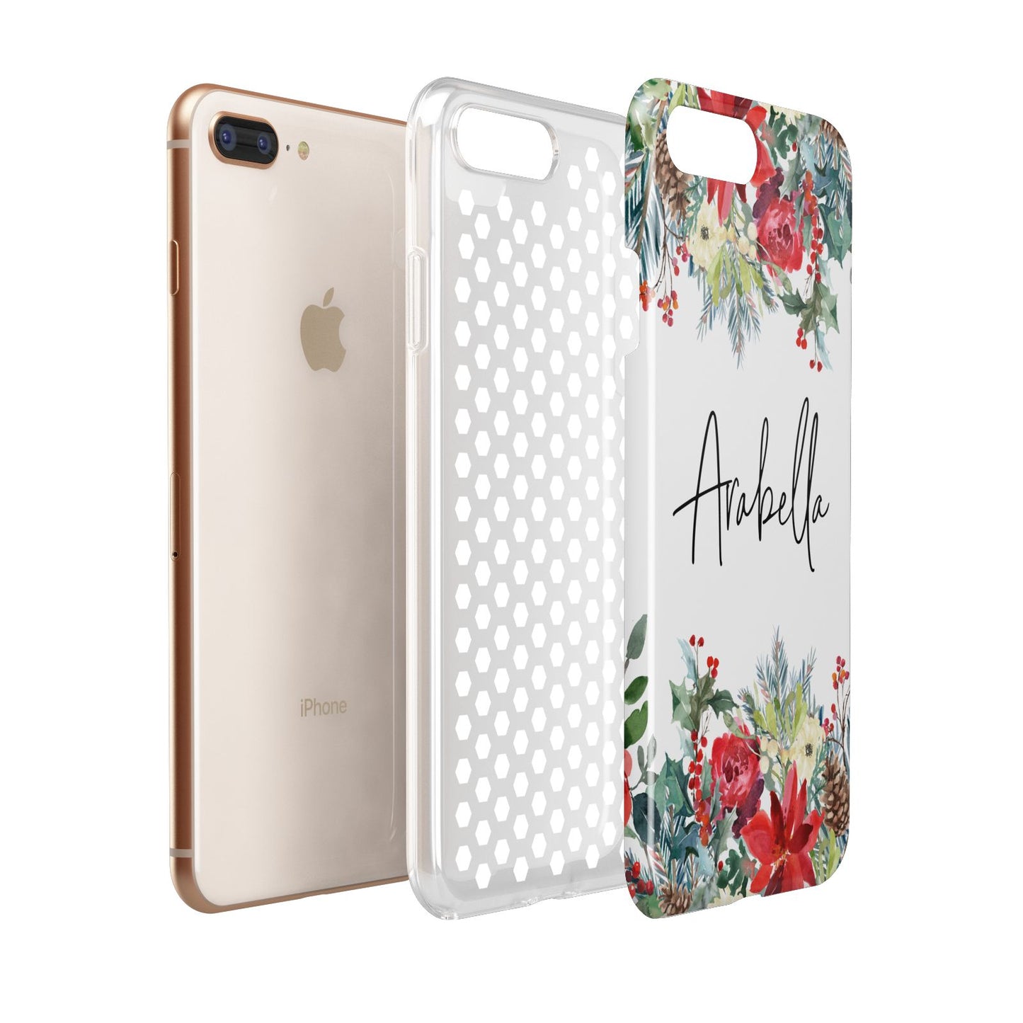 Personalised Floral Winter Arrangement Apple iPhone 7 8 Plus 3D Tough Case Expanded View