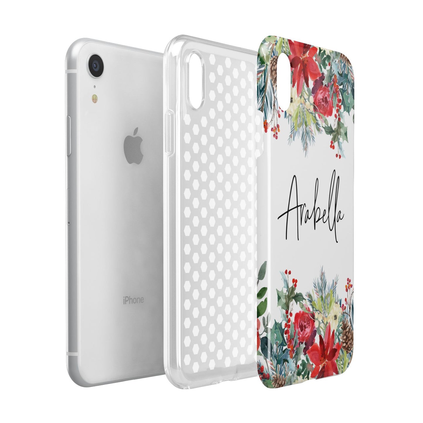 Personalised Floral Winter Arrangement Apple iPhone XR White 3D Tough Case Expanded view