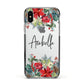 Personalised Floral Winter Arrangement Apple iPhone Xs Impact Case Black Edge on Silver Phone