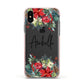 Personalised Floral Winter Arrangement Apple iPhone Xs Impact Case Pink Edge on Black Phone