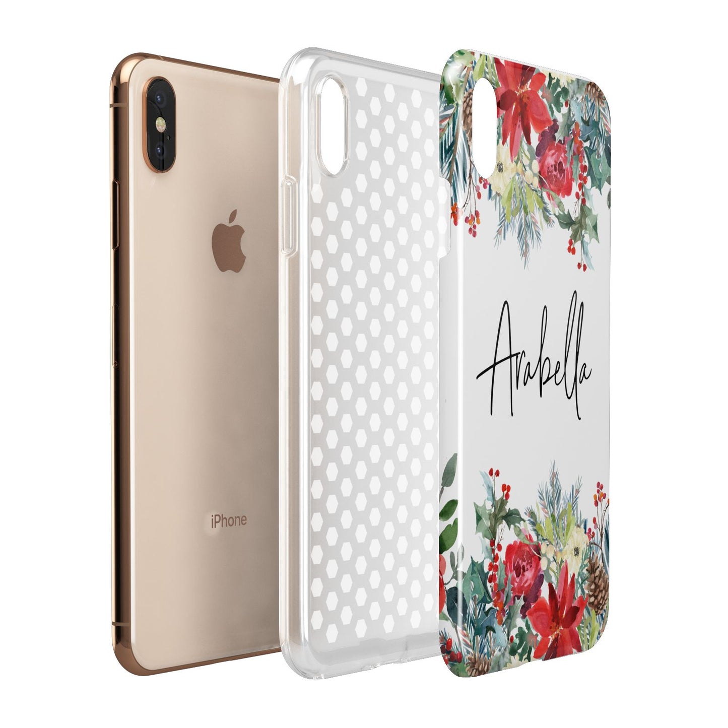 Personalised Floral Winter Arrangement Apple iPhone Xs Max 3D Tough Case Expanded View