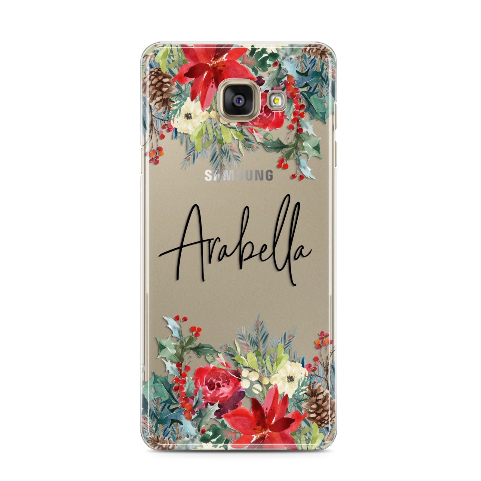 Personalised Floral Winter Arrangement Samsung Galaxy A3 2016 Case on gold phone