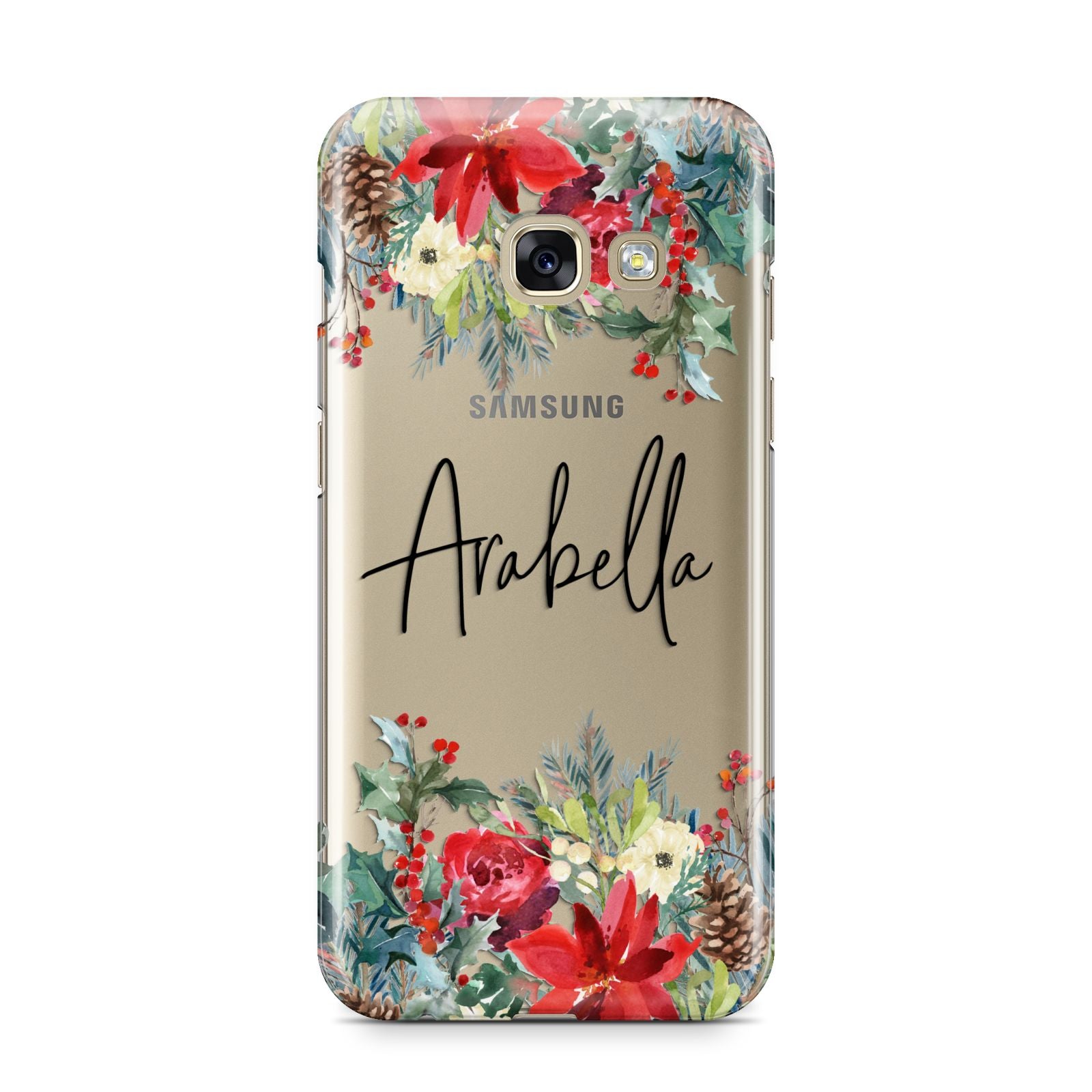 Personalised Floral Winter Arrangement Samsung Galaxy A3 2017 Case on gold phone