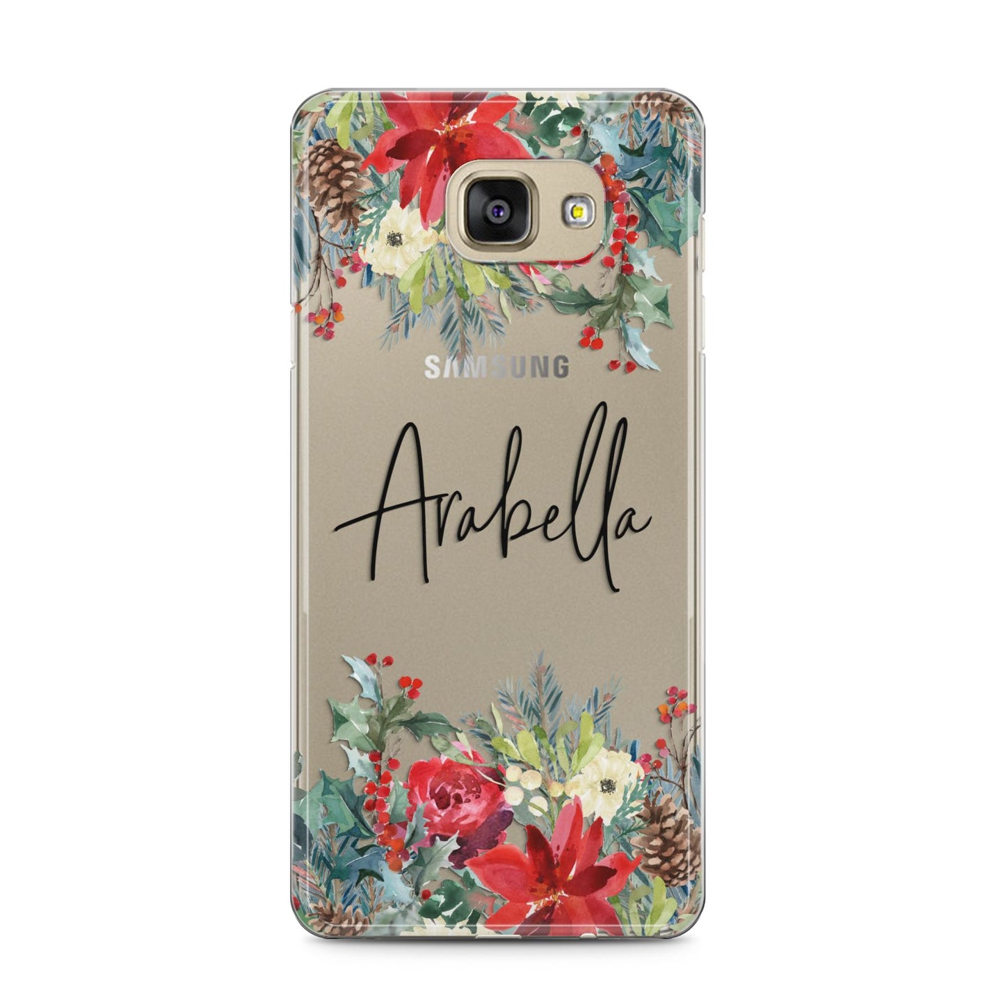 Personalised Floral Winter Arrangement Samsung Galaxy A5 2016 Case on gold phone