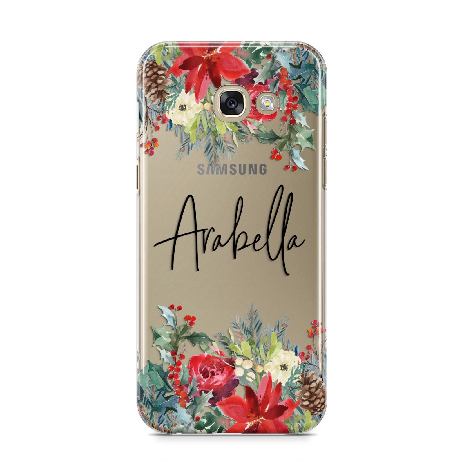 Personalised Floral Winter Arrangement Samsung Galaxy A5 2017 Case on gold phone
