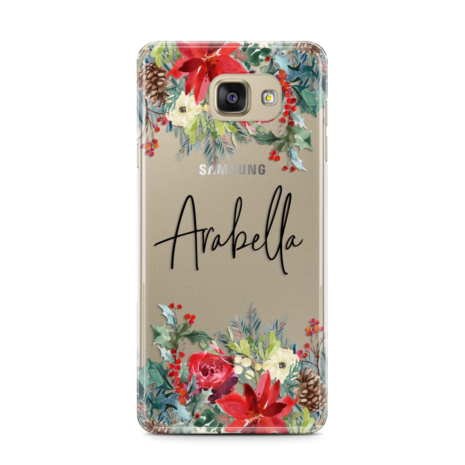 Personalised Floral Winter Arrangement Samsung Galaxy A7 2016 Case on gold phone