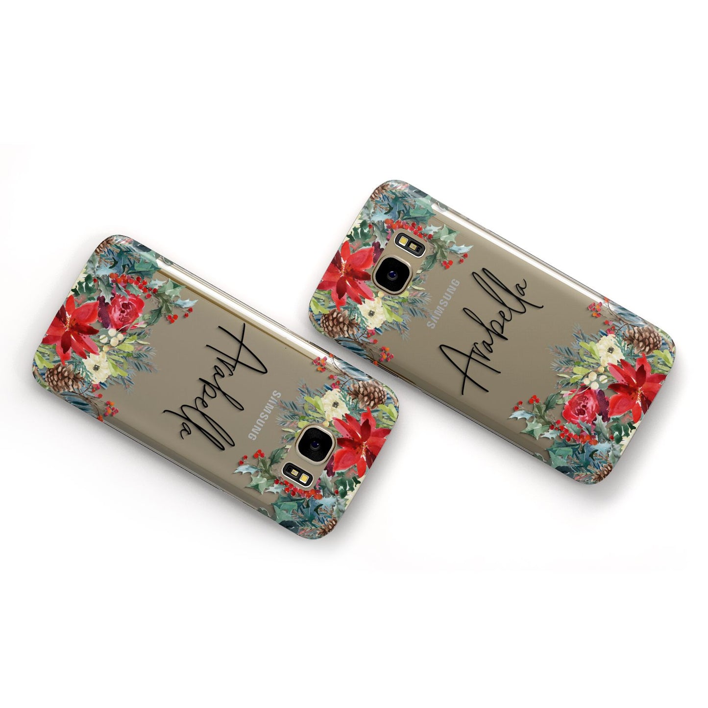 Personalised Floral Winter Arrangement Samsung Galaxy Case Flat Overview