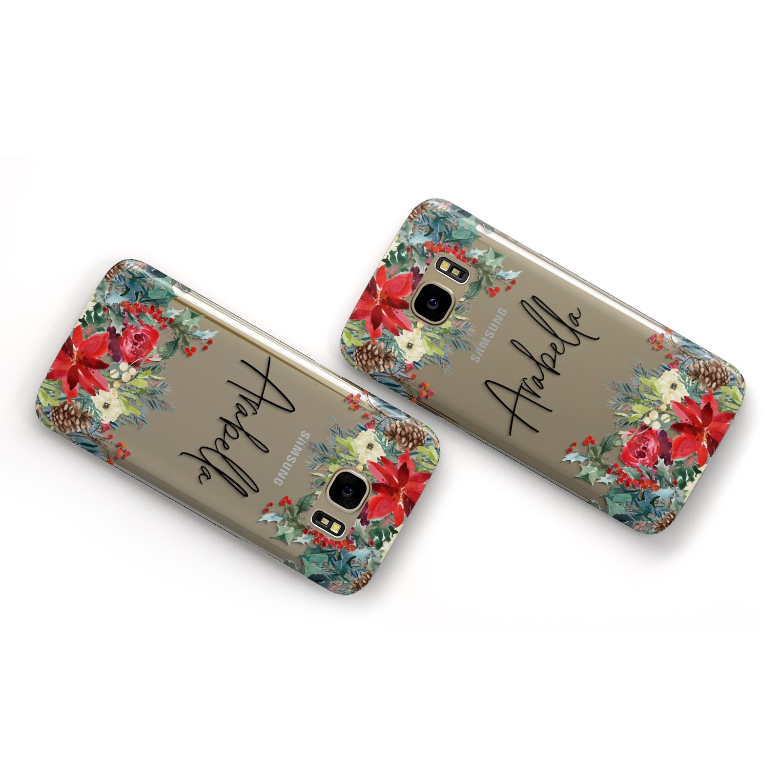 Personalised Floral Winter Arrangement Samsung Galaxy Case Flat Overview