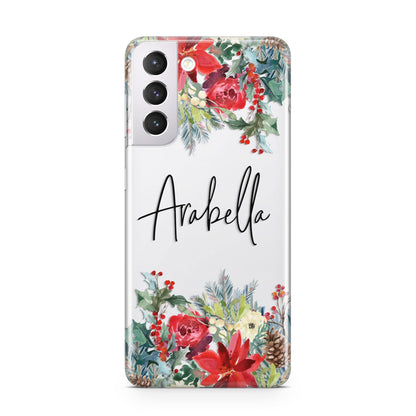 Personalised Floral Winter Arrangement Samsung S21 Case