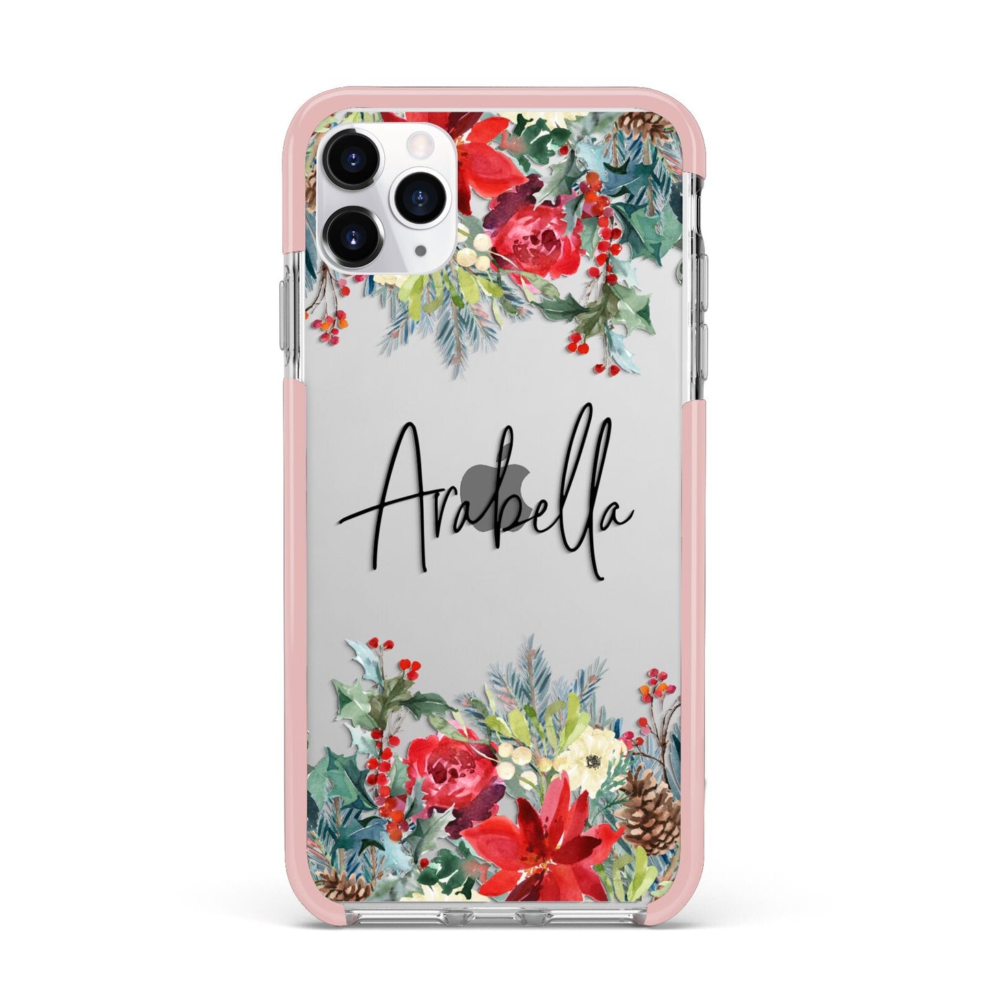 Personalised Floral Winter Arrangement iPhone 11 Pro Max Impact Pink Edge Case